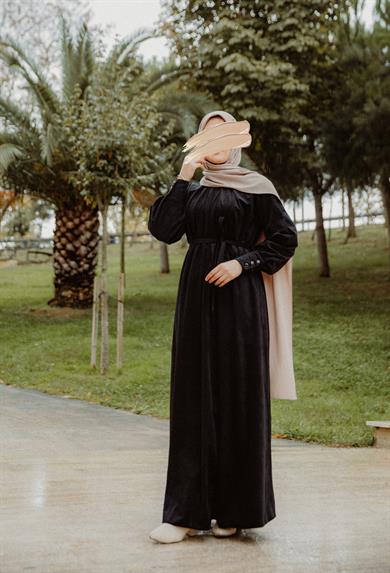 Siyah Pileli Elbise Nsr 5111