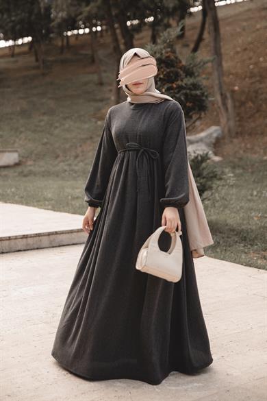 Siyah Robalı Oversize Elbise Nsr 5110