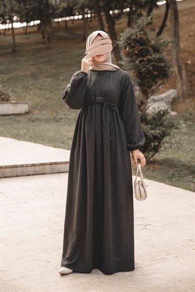 Siyah Robalı Oversize Elbise Nsr 5110