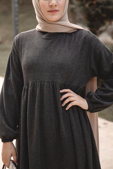 Siyah Robalı Oversize Elbise Nsr 5110