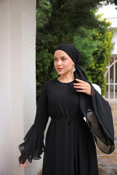 Siyah Şifon Elbise 5088