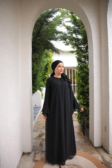 Siyah Şifon Elbise 5088