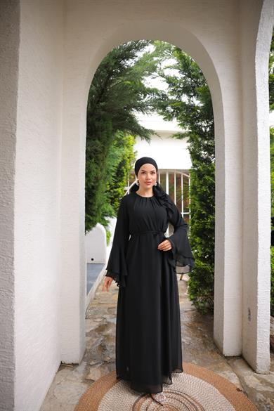 Siyah Şifon Elbise 5088