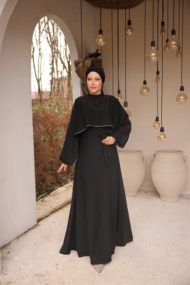 Siyah Taşlı Yarasa Kol Abiye Nsr5066