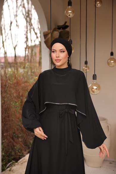 Siyah Taşlı Yarasa Kol Abiye Nsr5066
