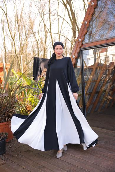 Siyah Üçgen Garnili Elbise 5080