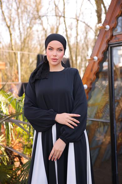 Siyah Üçgen Garnili Elbise 5080