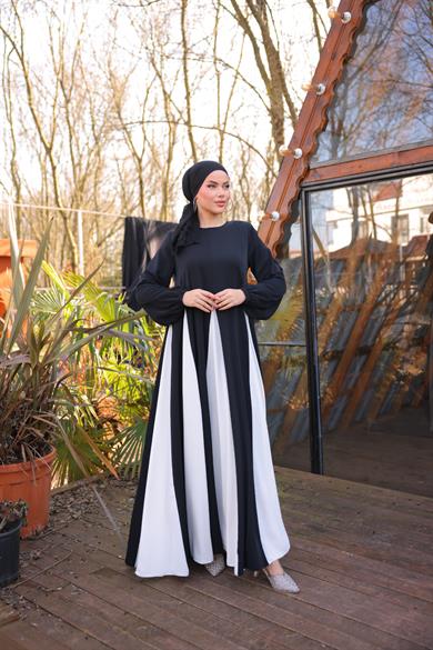 Siyah Üçgen Garnili Elbise 5080