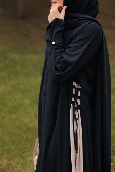 Siyah Yandan Garnili Ferace 5118