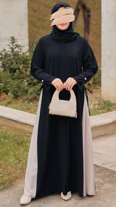 Siyah Yandan Garnili Ferace 5118