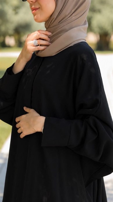 Siyah Yarasa Kol Elbise 5157
