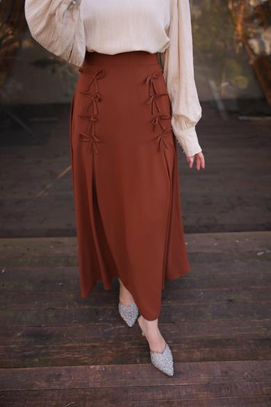 Taba Fiyonklu Keten Etek 7554