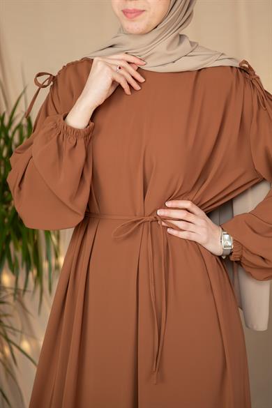 Taba Omzu Tünel Detaylı Elbise 5063
