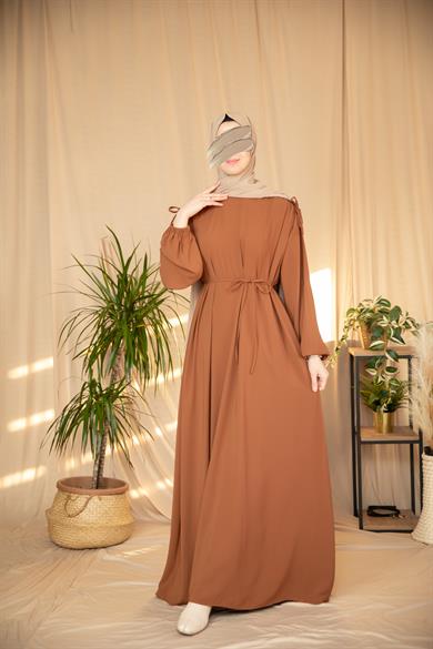 Taba Omzu Tünel Detaylı Elbise 5063