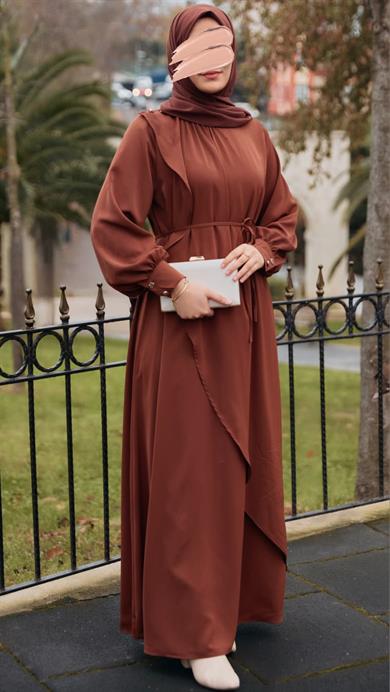 Taba Volanlı Elbise 5116