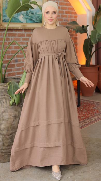 Vizon Çift Bantlı Salaş Elbise 5069