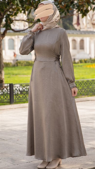 Vizon Oturan Britli Elbise 5143