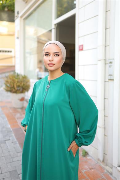 Zümrüt Yeşili Basic Kalıp Düz Ferace 5037