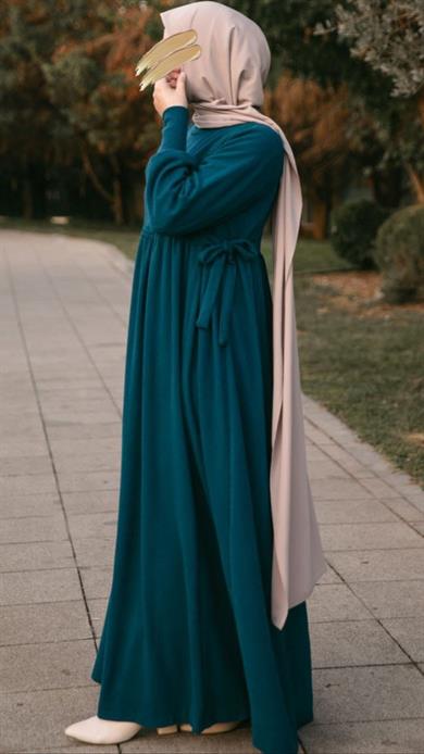 Zümrüt Yeşili Dantelli Elbise Nsr 5105