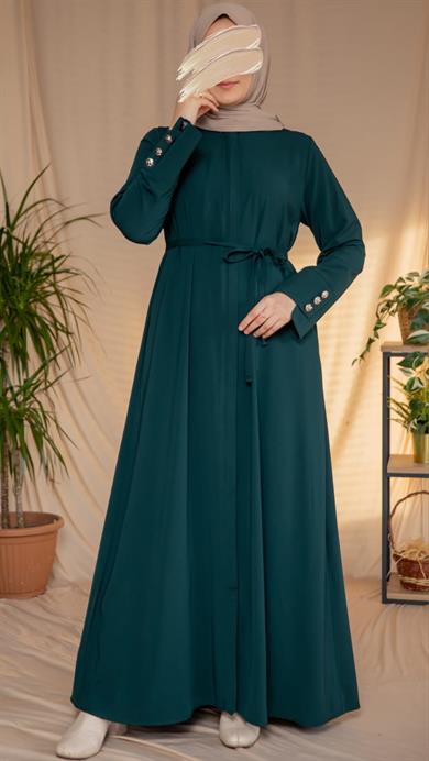 Zümrüt Yeşili Geniş Manşetli Ferace 5121