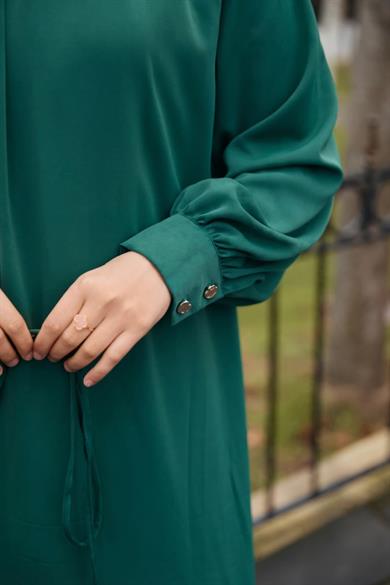 Zümrüt Yeşili Volanlı Elbise 5116