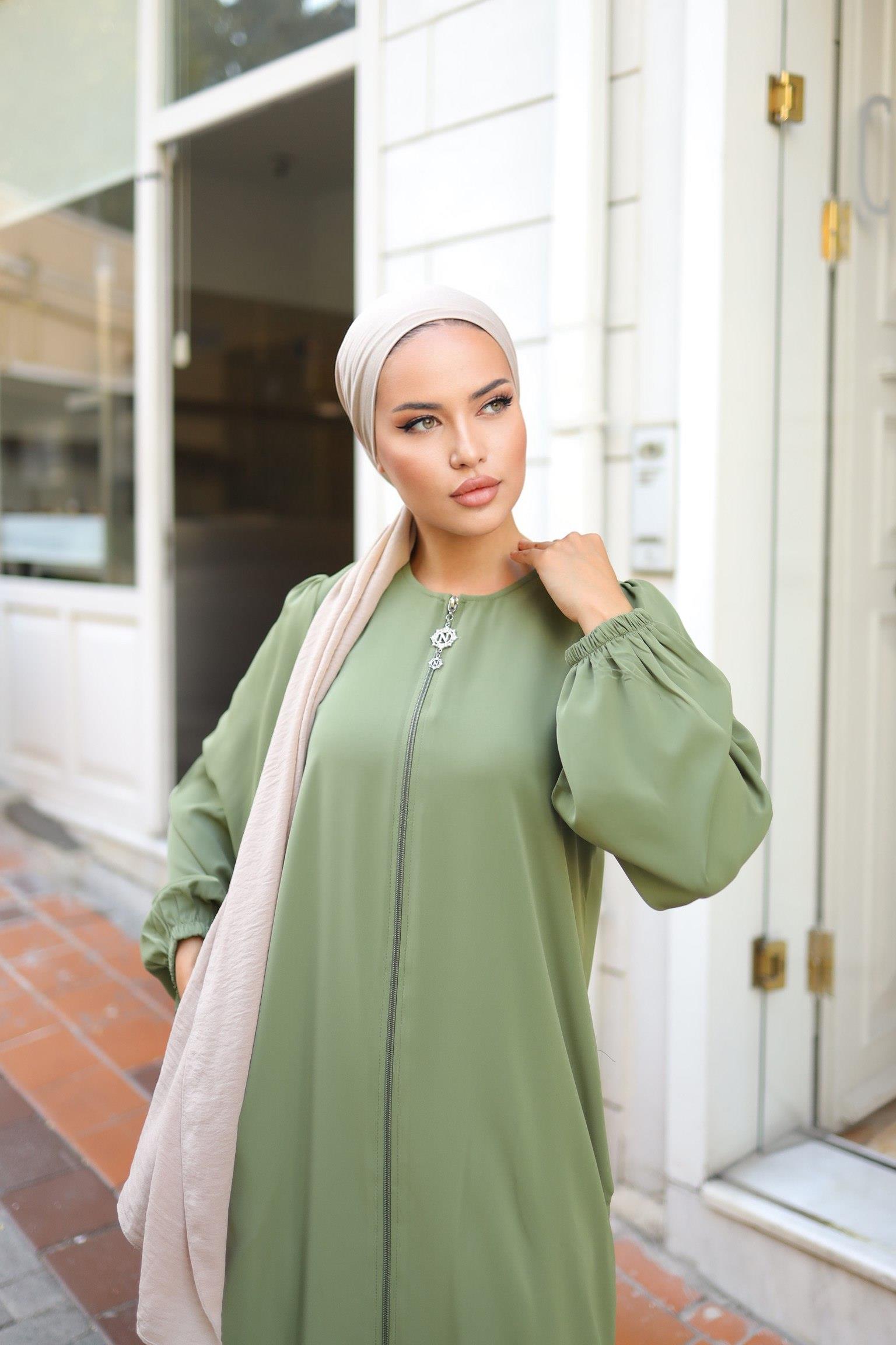 Açık Haki Basic Kalıp Düz Ferace 5037