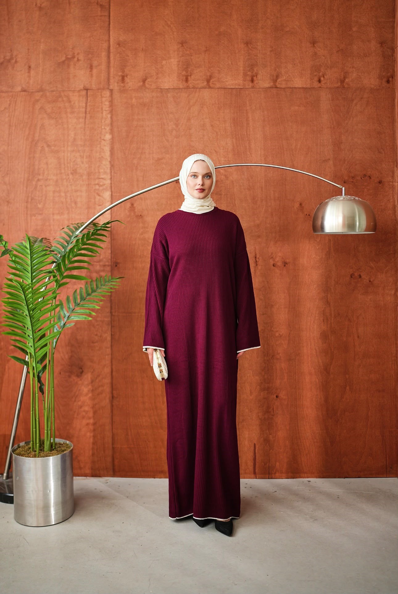 Bordo İnce Biyeli Triko 2686
