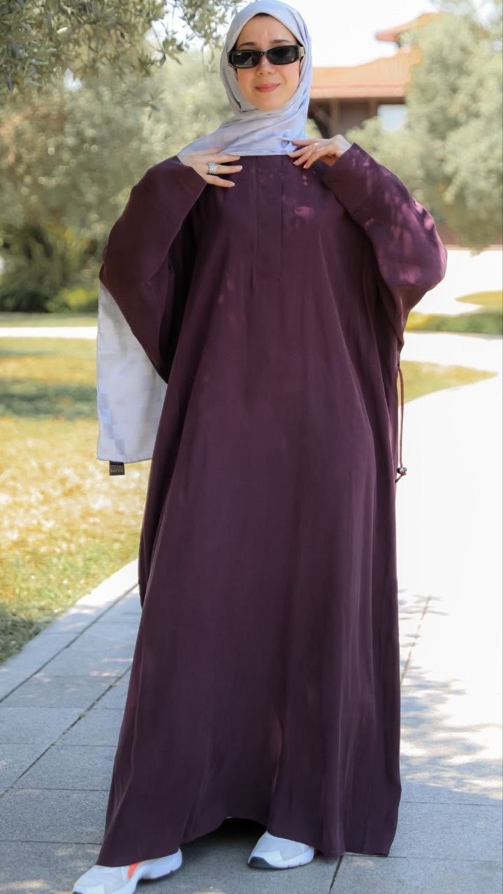 Bordo Yarasa Kol Elbise 5157