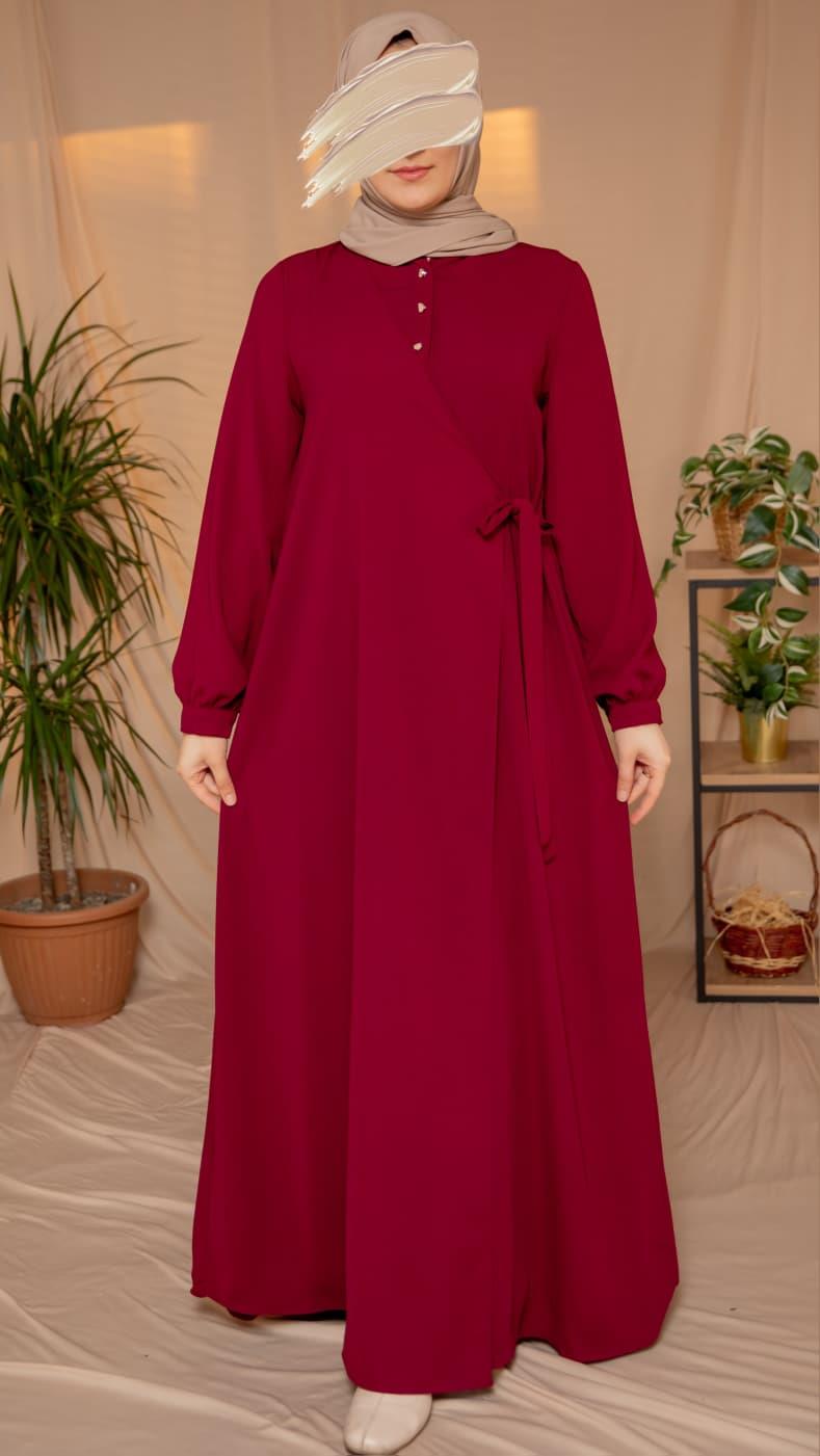 Bordo Yarım Patlı Anvelop Elbise 5122