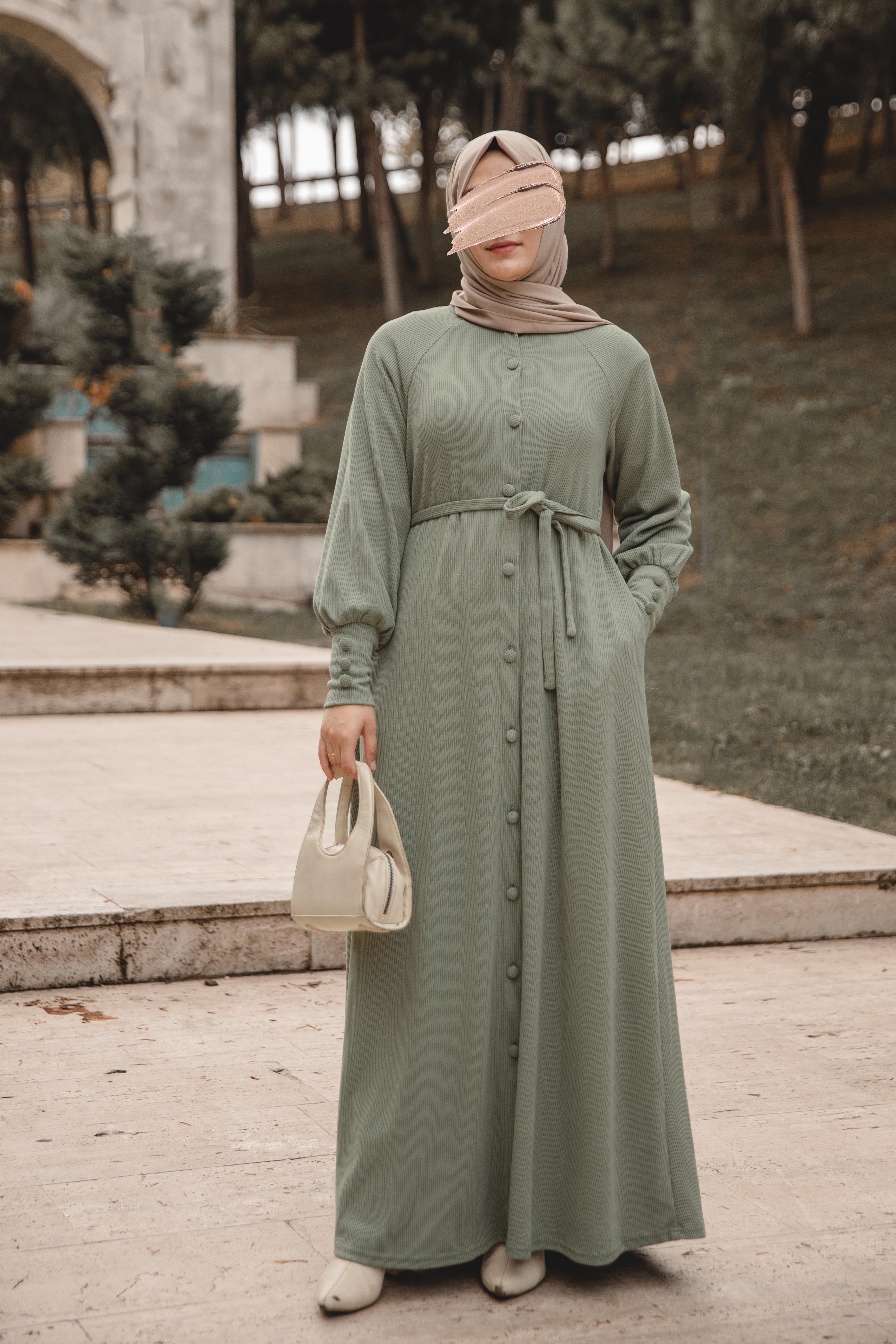 Çağla Kaplama düğmeli Elbise Nsr 5107
