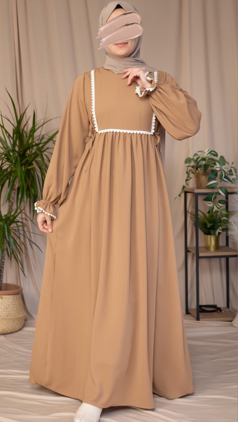 Camel Dantel Detaylı Elbise 5126