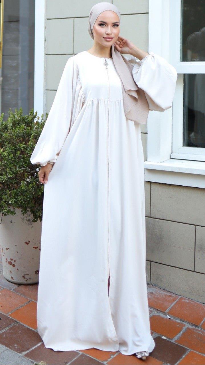 Ekru Balon Kollu Oversize Ferace 5031