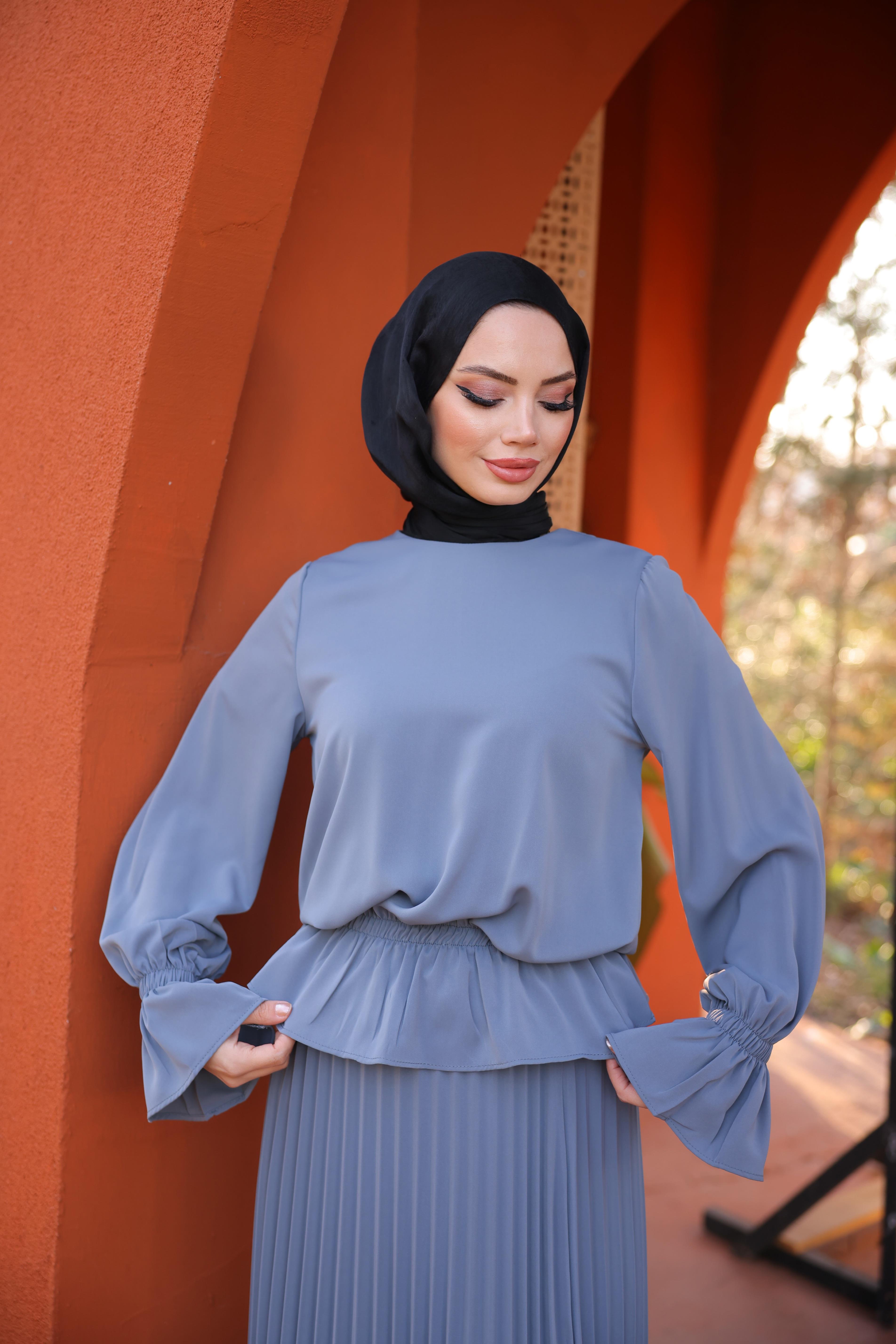 Gri Piliseli Etekli Takım 5076