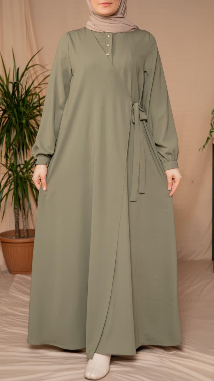 Haki Yarım Patlı Anvelop Elbise 5122