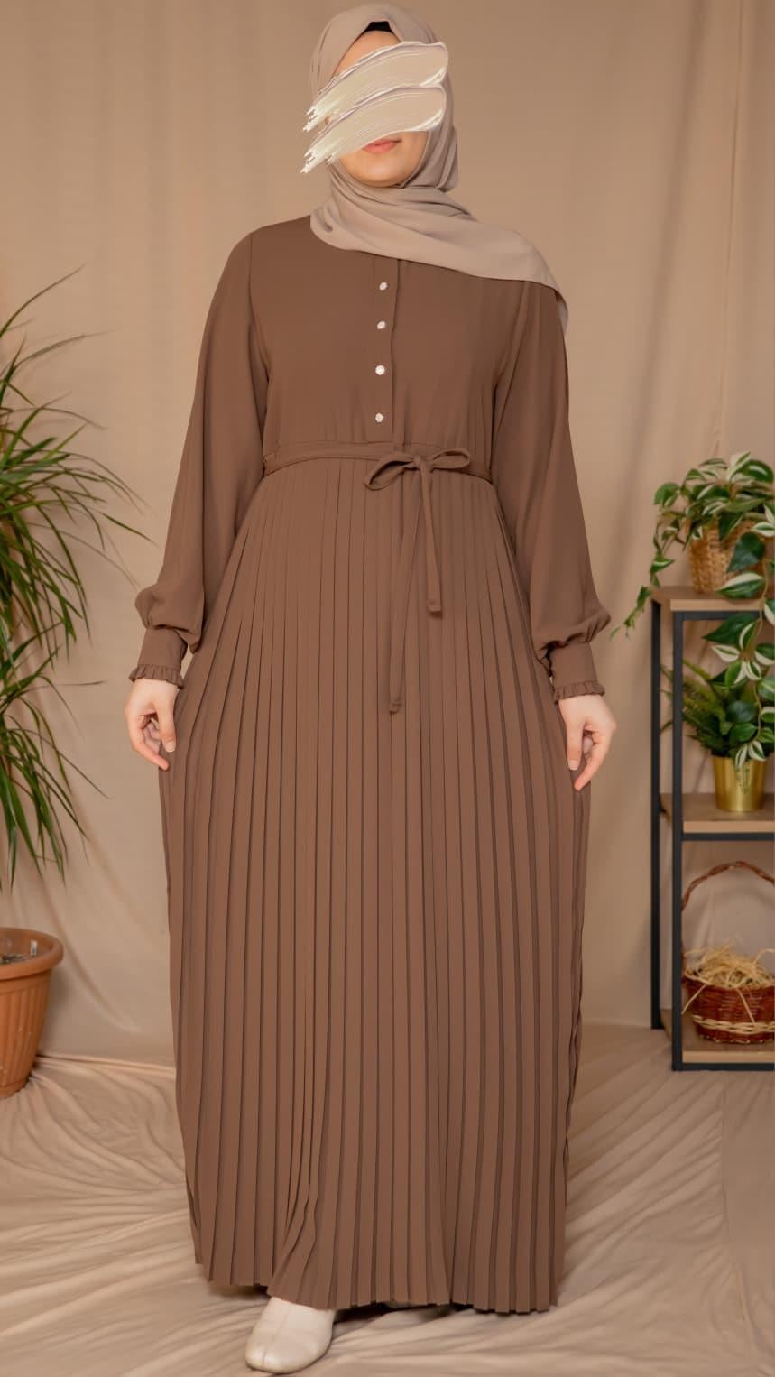 Kapuçino Pliseli elbise 5129