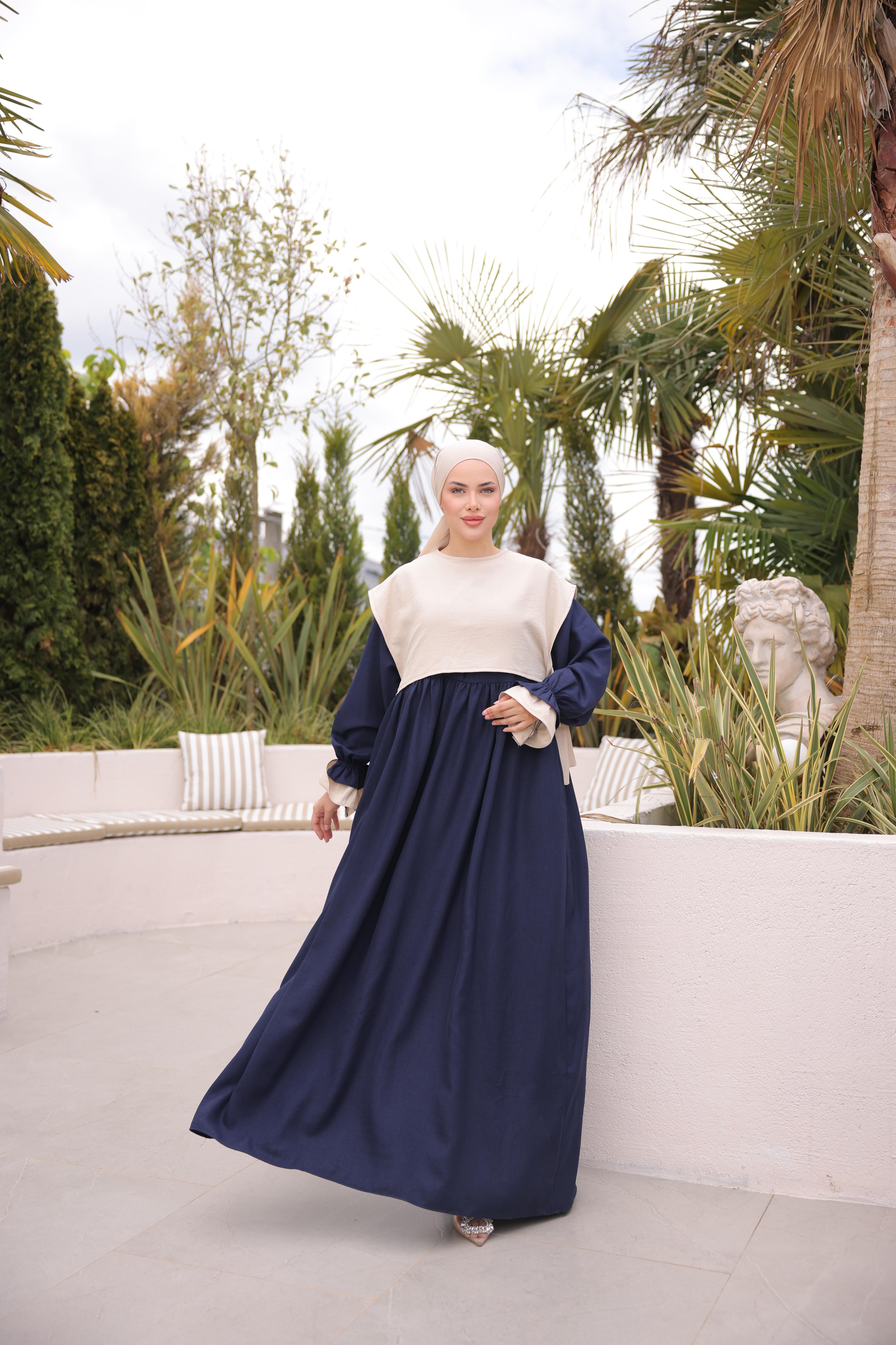 Lacivert Önlüklü Oversize Elbise 5095