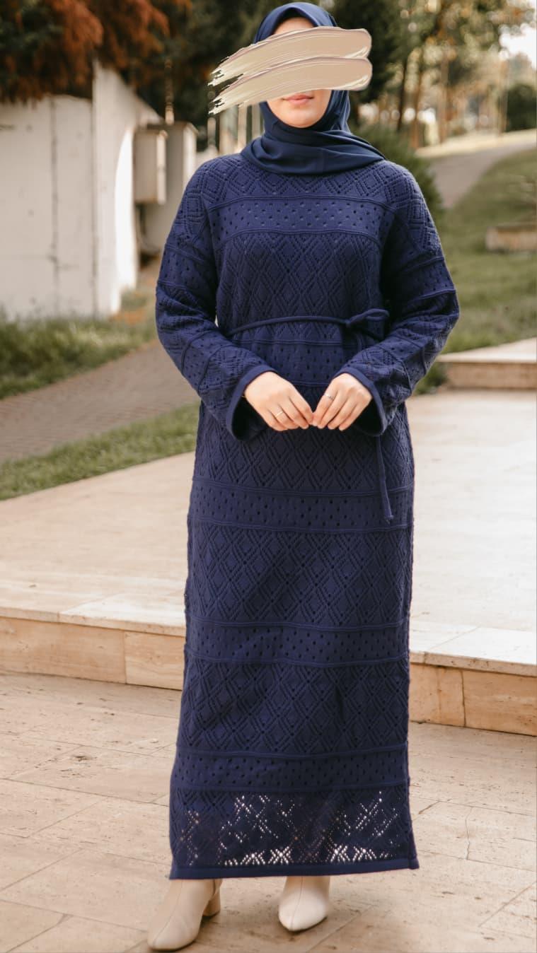 LACİVERT Otantik Triko Elbise