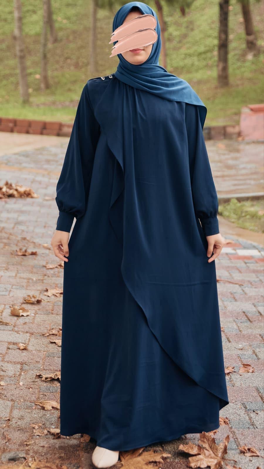 Lacivert Volanlı Elbise 5116