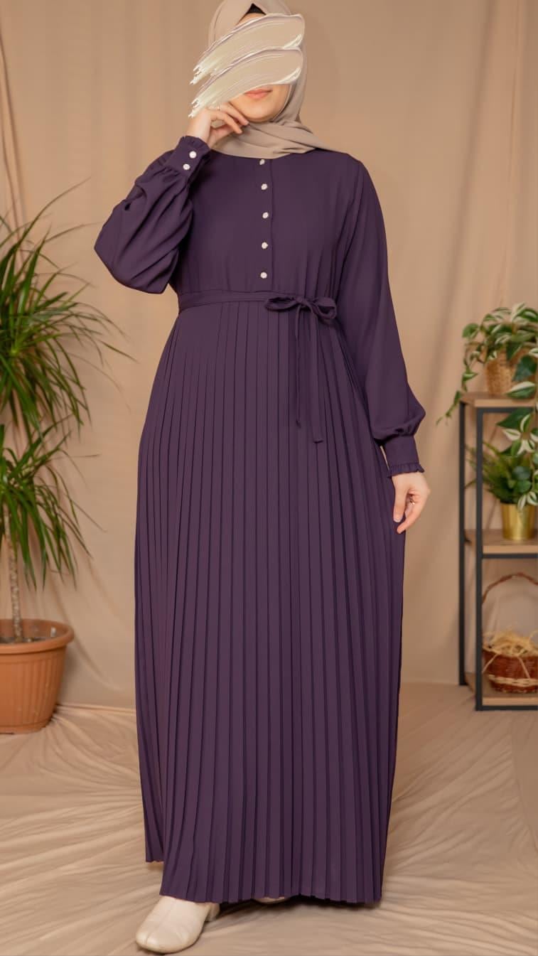 Mürdüm Pliseli elbise 5129