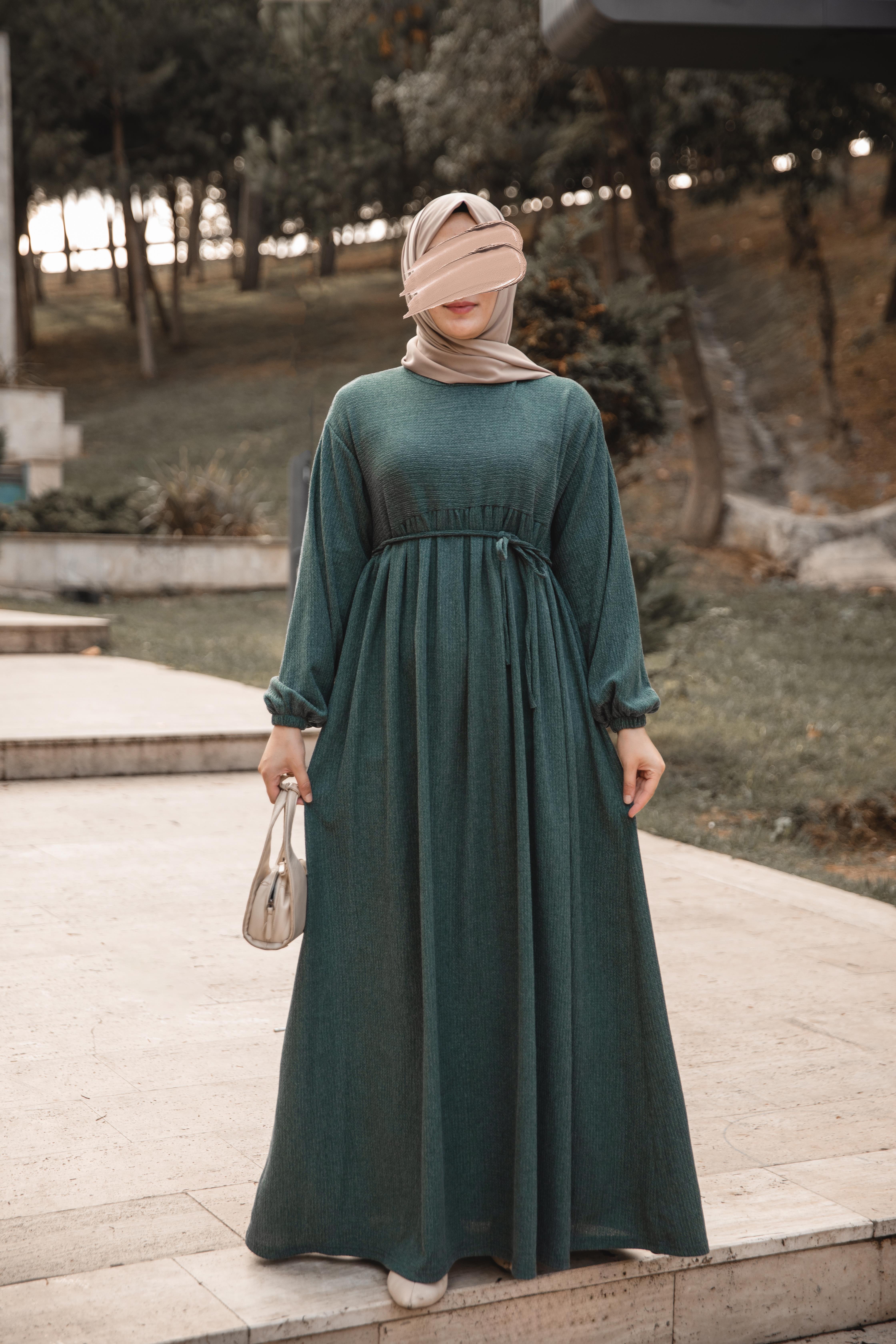 Petrol Robalı Oversize Elbise Nsr 5110