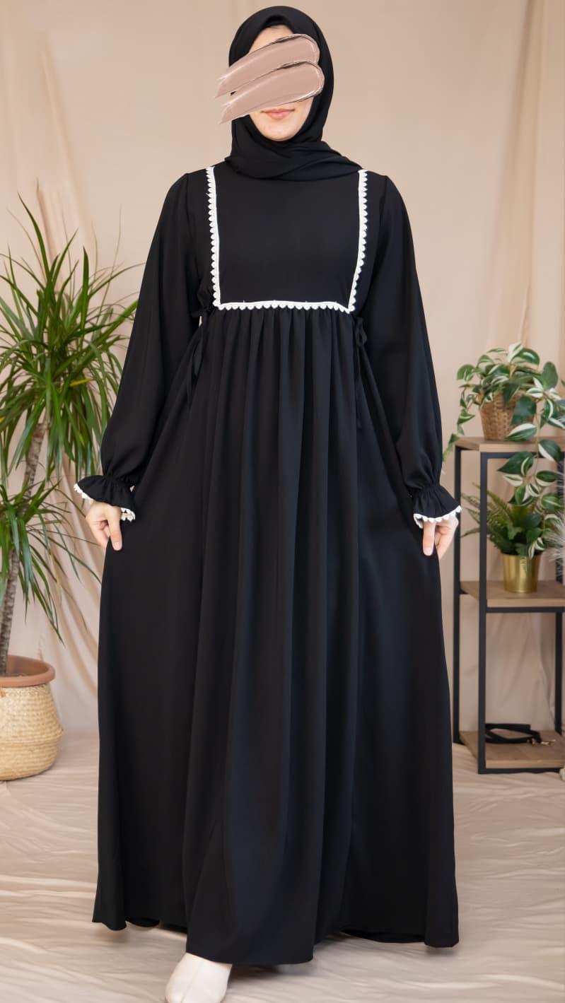 Siyah Dantel Detaylı Elbise 5126