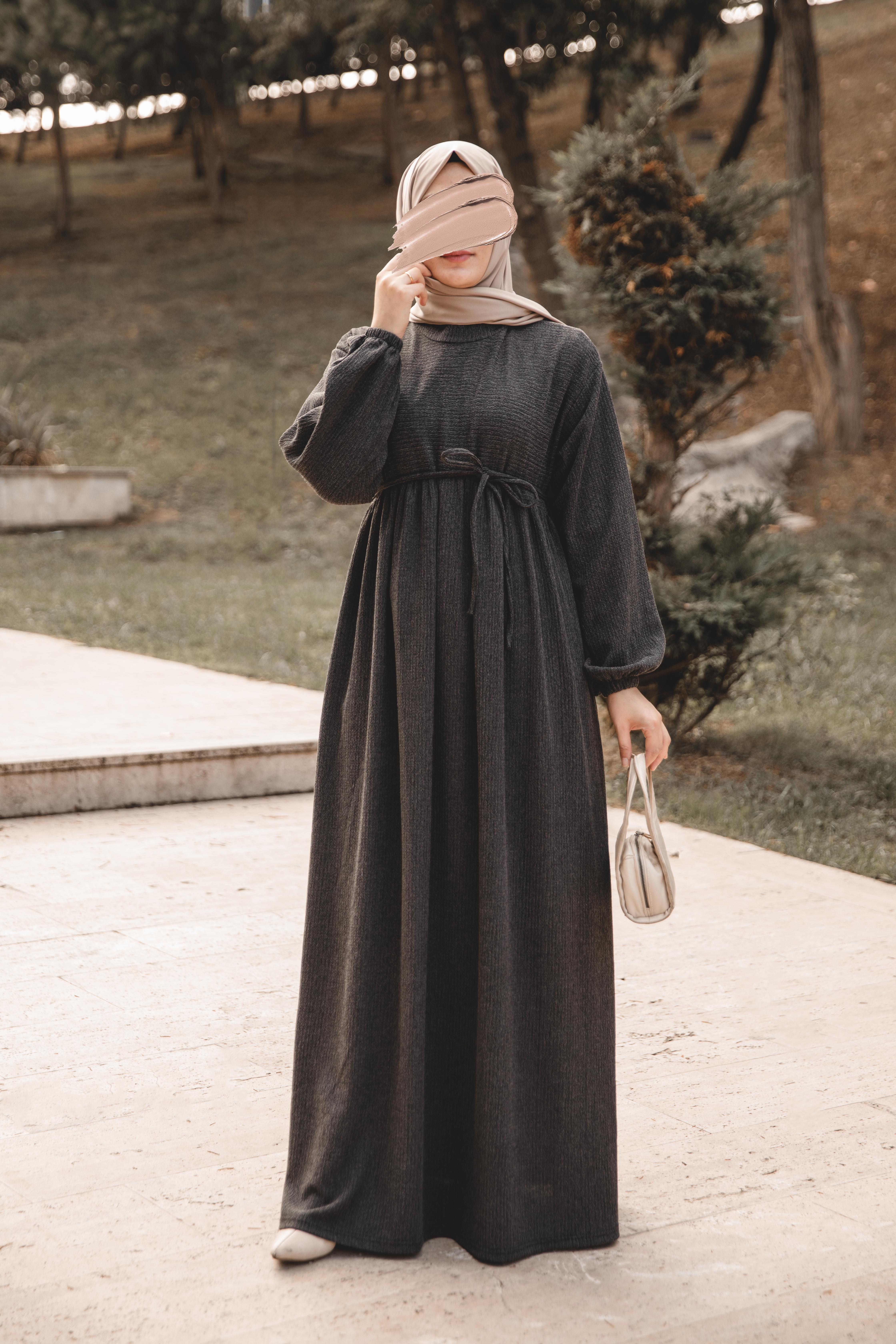 Siyah Robalı Oversize Elbise Nsr 5110