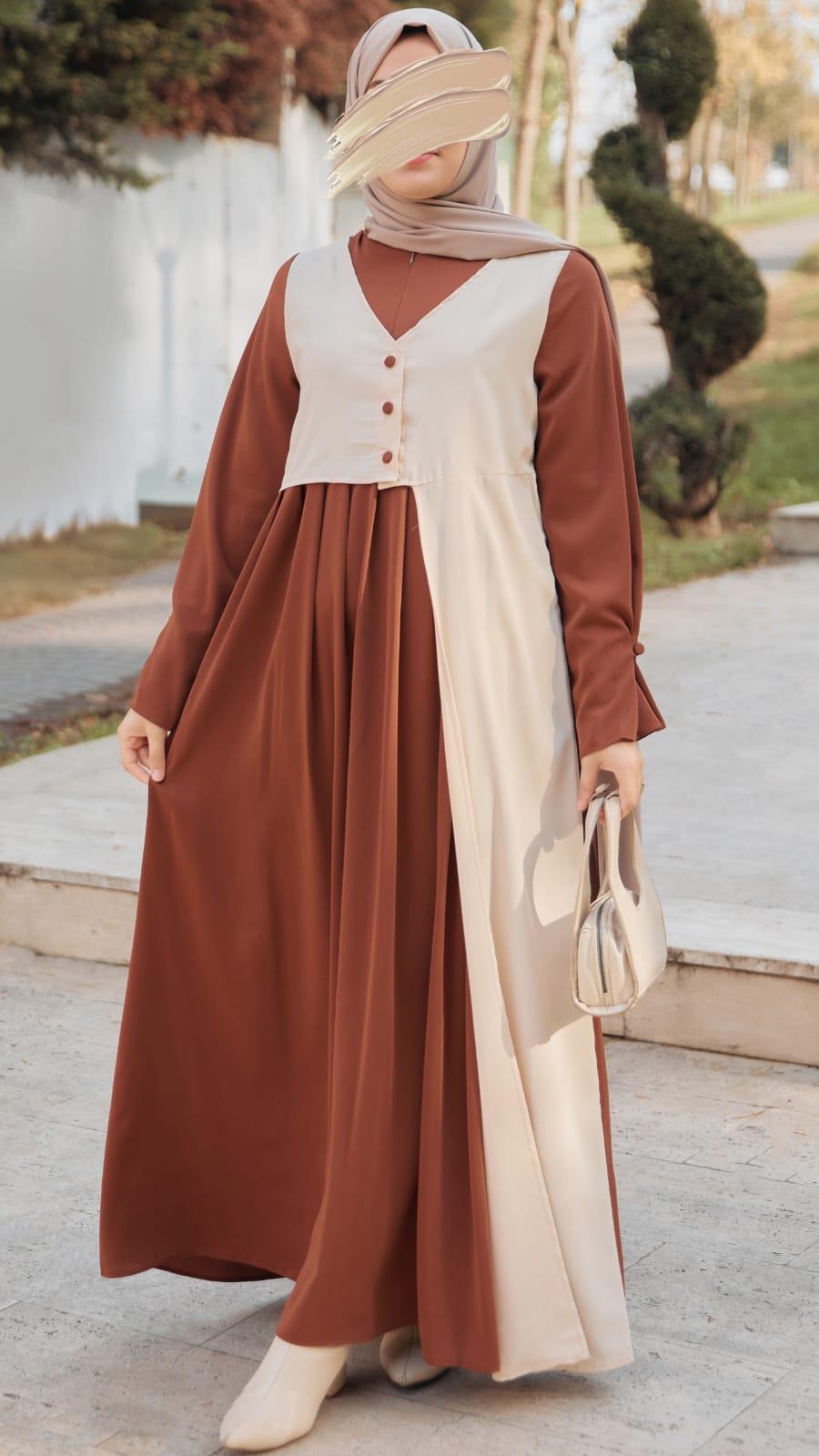 Taba Garnili Yelek Görünümlü Elbise 5120