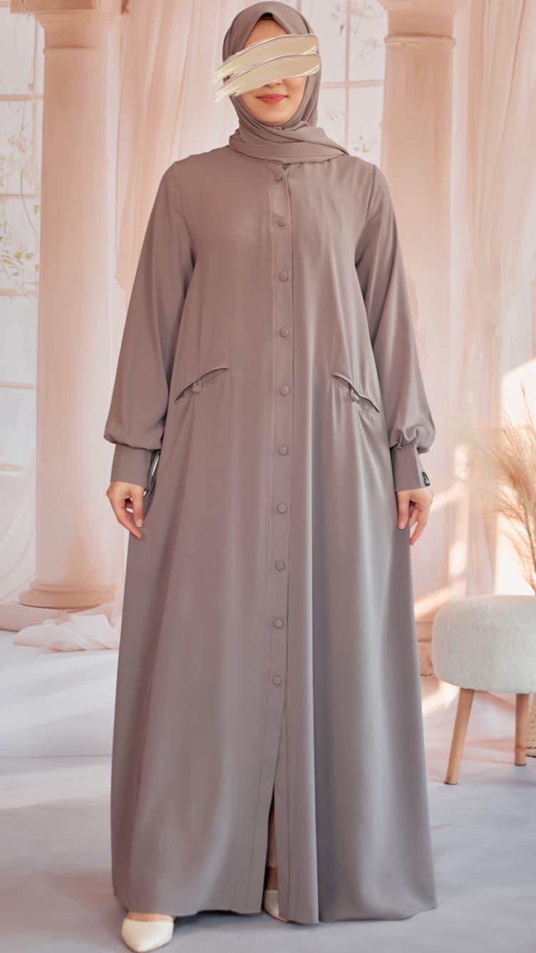 Vizon Kaplama Düğmeli Şallı Ferace 5117