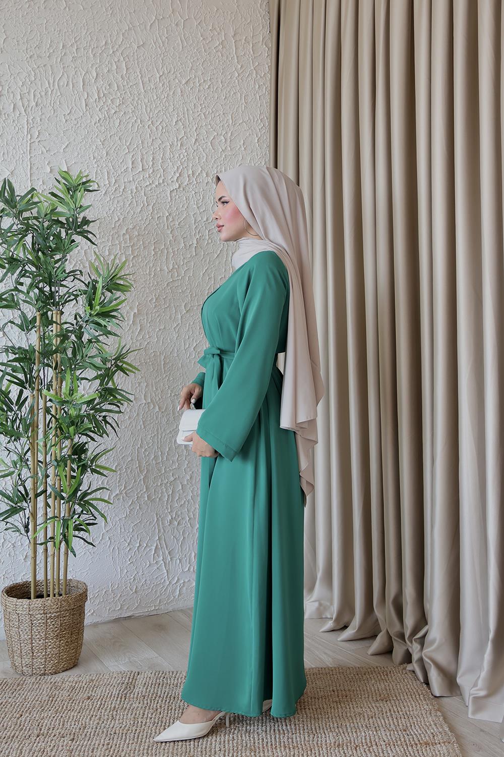 Zümrüt Yeşili Abaya Görünümlü Elbise 5040