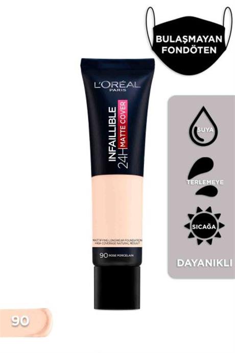  Loreal Paris Infaillible 24H Matte Cover Yüksek Kapatıcı Fondöten - 90 Rose Porcelain