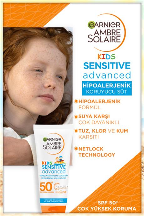 Garnier Ambre Solaire Sensitive Advanced Çocuk Güneşe Karşı Hassas Ciltler İçin Hipoalerjenik Koruyucu Süt 50 SPF 200 Ml