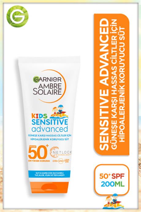Garnier Ambre Solaire Sensitive Advanced Çocuk Güneşe Karşı Hassas Ciltler İçin Hipoalerjenik Koruyucu Süt 50 SPF 200 Ml
