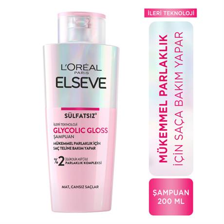 LOréal Paris Elseve Glycolic Gloss Mükemmel Parlaklık için Bakım Yapan Şampuan 200ml