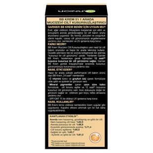 Garnier BB Krem Mucizevi Cilt Kusursuzlaştırıcı Çok Açık Ton SPF 15 50ML